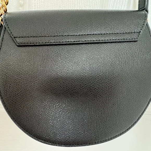 Furla Metropolis Leather Black Crossbody Bag Small Half-moon